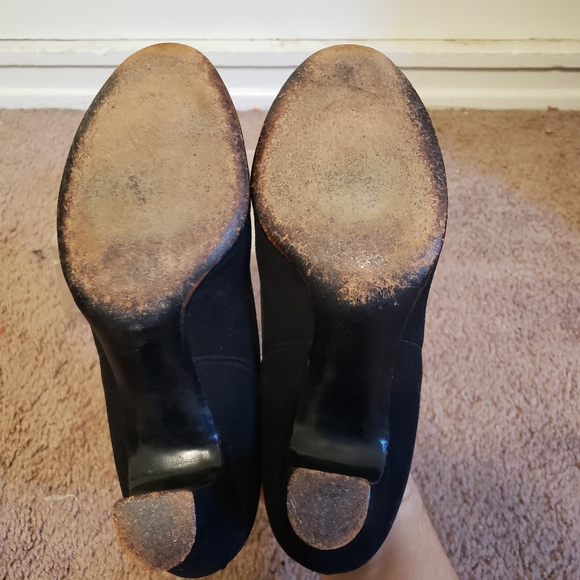 Vintage 1940s-1950s Black Suede Heels 6 - Picture 4 of 8